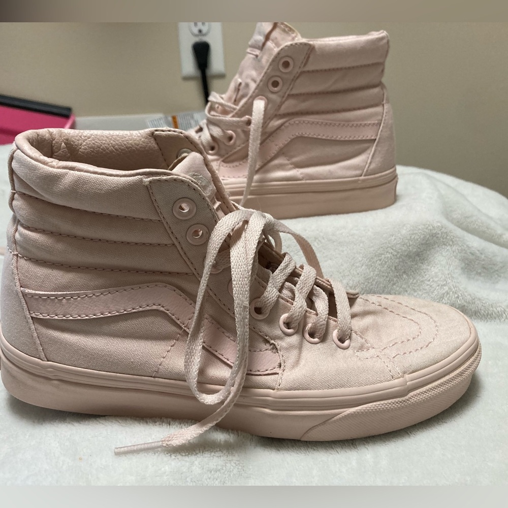 Light pink Vans hi tops. Size 7